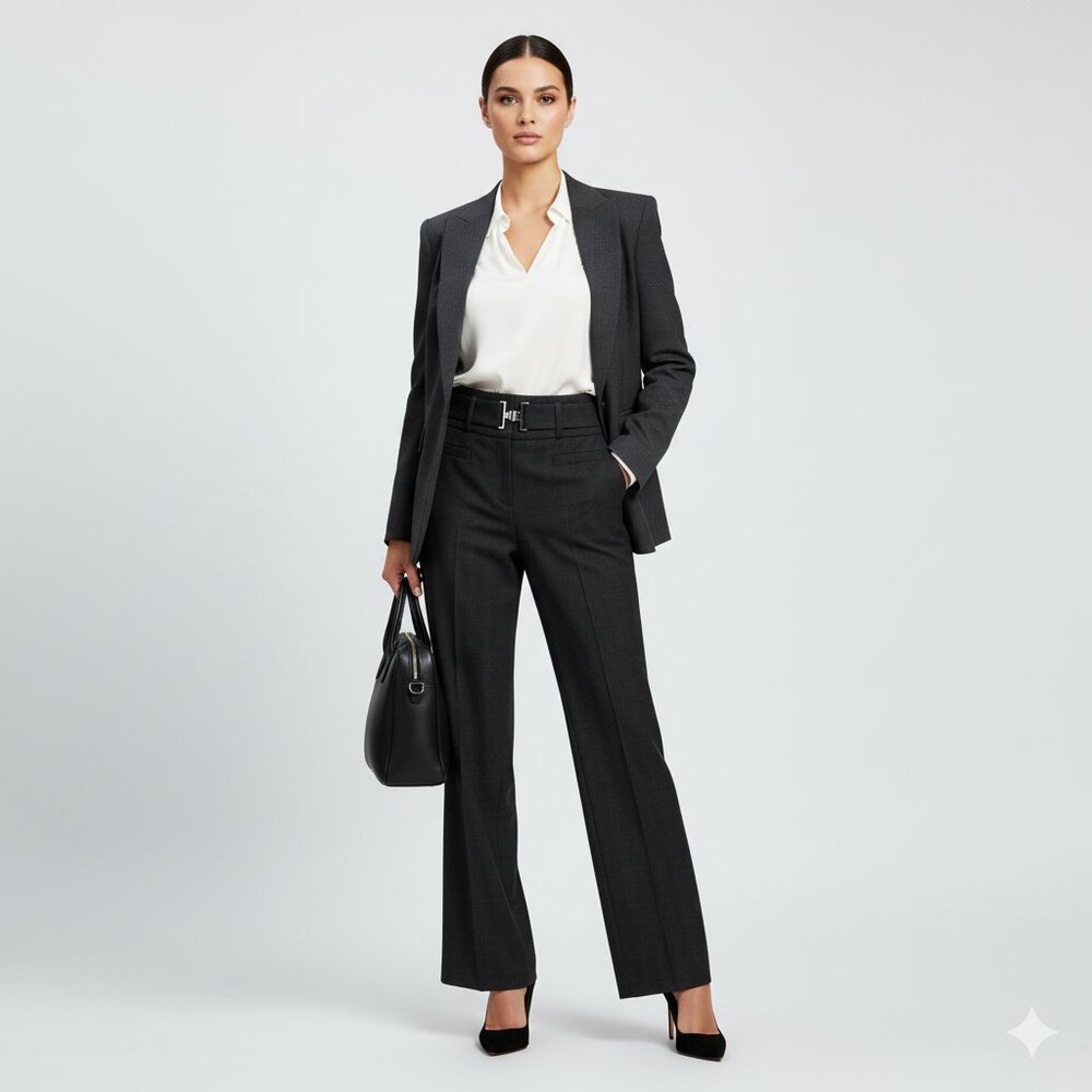 Classiques Entier Charcoal Plaid Womens Trousers - Size 4